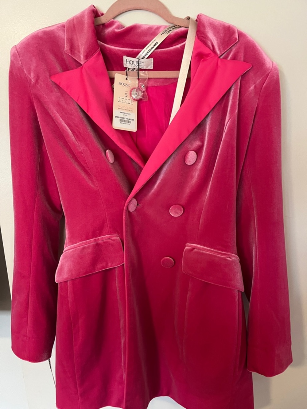 House of CB Hot Pink Cristalle Double-Breasted Blazer Dress - Picture 2 of 9